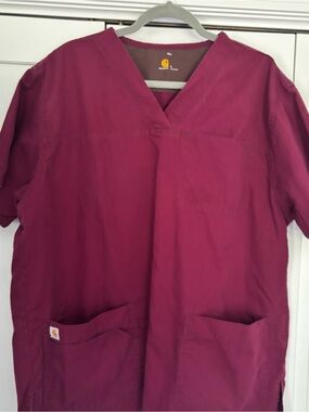 Carhartt Maroon V-Neck Scrub Top
